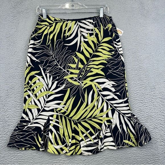 Talbots Dresses & Skirts - Talbots Silk Skirt Womens 8 Green Black‎ Hawaiian Palm Leaf Summer Business $118